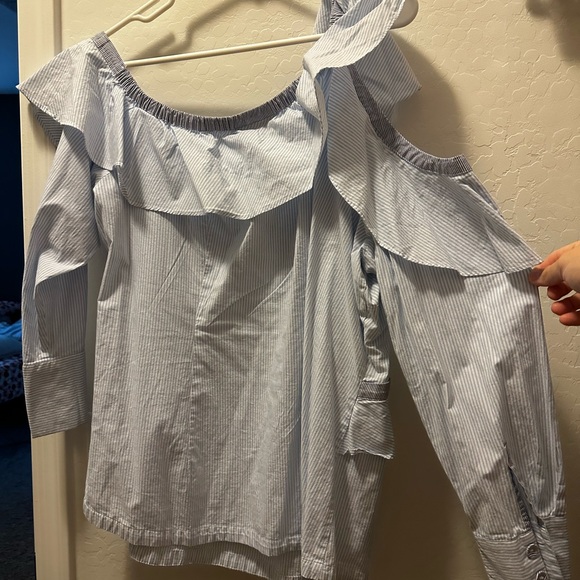 Lane Bryant Light Blue Ruffle Blouse - Picture 2 of 2